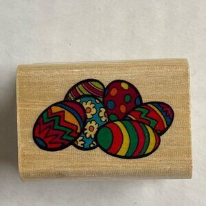 Easter Eggs Multi Color Wooden Stamp Scrapbooking Arts Holiday Crafts DIY Card